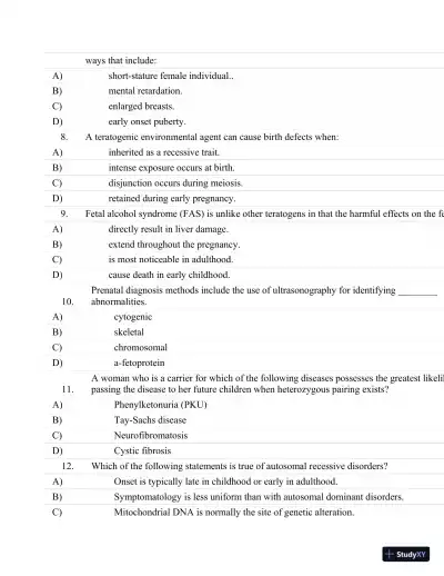 Test Bank For Essentials Of Pathophysiology: Concepts Of Altered Health States Third, North American Edition - Page 25 preview image