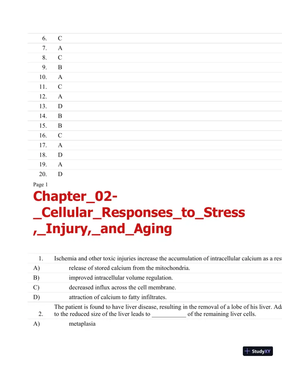 Test Bank For Essentials Of Pathophysiology: Concepts Of Altered Health States Third, North American Edition, page 6