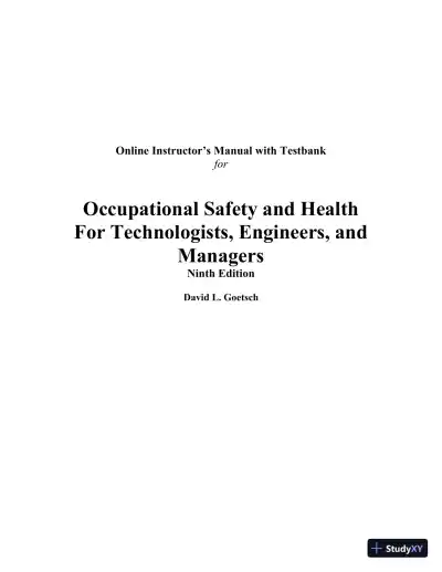 Solution Manual for Occupational Safety and Health for Technologists, Engineers, and Managers, 9th Edition - Page 1 preview image