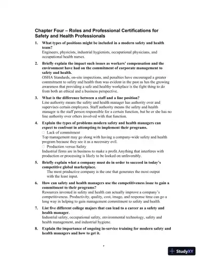 Solution Manual for Occupational Safety and Health for Technologists, Engineers, and Managers, 9th Edition - Page 11 preview image