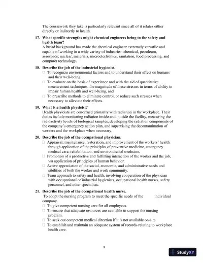 Solution Manual for Occupational Safety and Health for Technologists, Engineers, and Managers, 9th Edition - Page 13 preview image