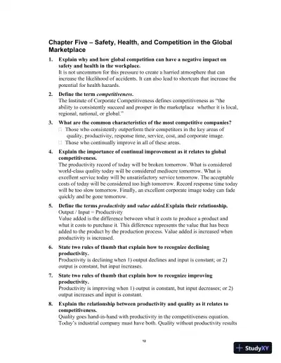 Solution Manual for Occupational Safety and Health for Technologists, Engineers, and Managers, 9th Edition - Page 16 preview image