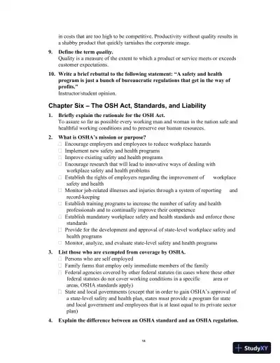 Solution Manual for Occupational Safety and Health for Technologists, Engineers, and Managers, 9th Edition - Page 17 preview image