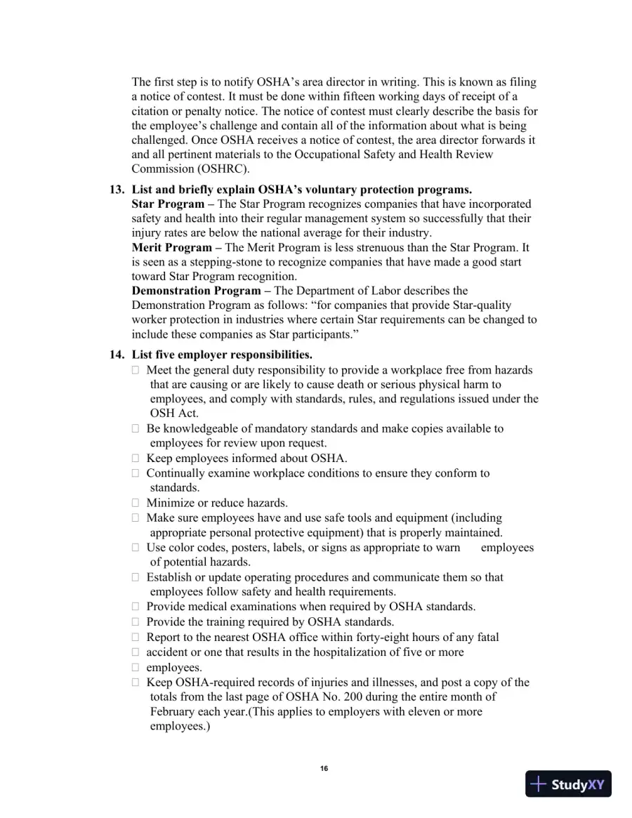 Solution Manual for Occupational Safety and Health for Technologists, Engineers, and Managers, 9th Edition, page 20