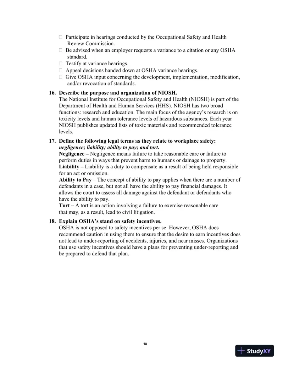 Solution Manual for Occupational Safety and Health for Technologists, Engineers, and Managers, 9th Edition, page 22