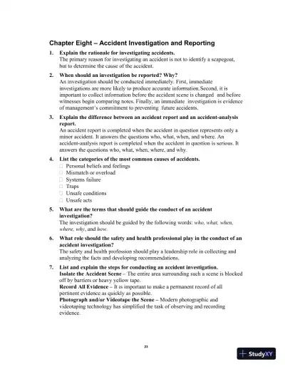Solution Manual for Occupational Safety and Health for Technologists, Engineers, and Managers, 9th Edition - Page 27 preview image