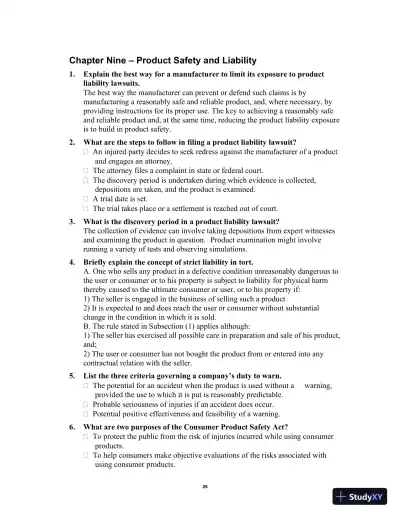 Solution Manual for Occupational Safety and Health for Technologists, Engineers, and Managers, 9th Edition - Page 30 preview image