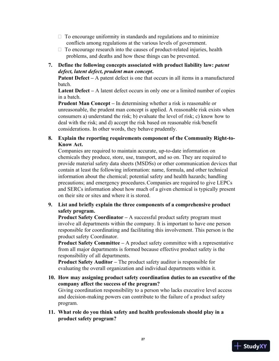 Solution Manual for Occupational Safety and Health for Technologists, Engineers, and Managers, 9th Edition, page 31