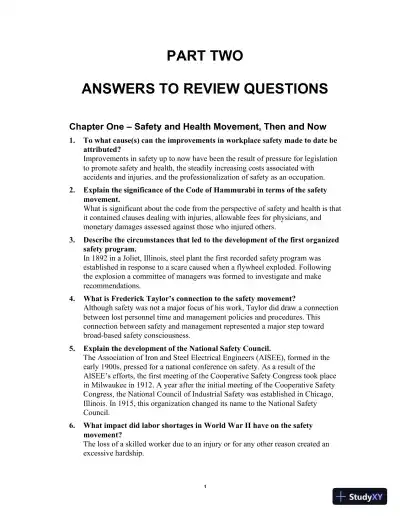 Solution Manual for Occupational Safety and Health for Technologists, Engineers, and Managers, 9th Edition - Page 5 preview image