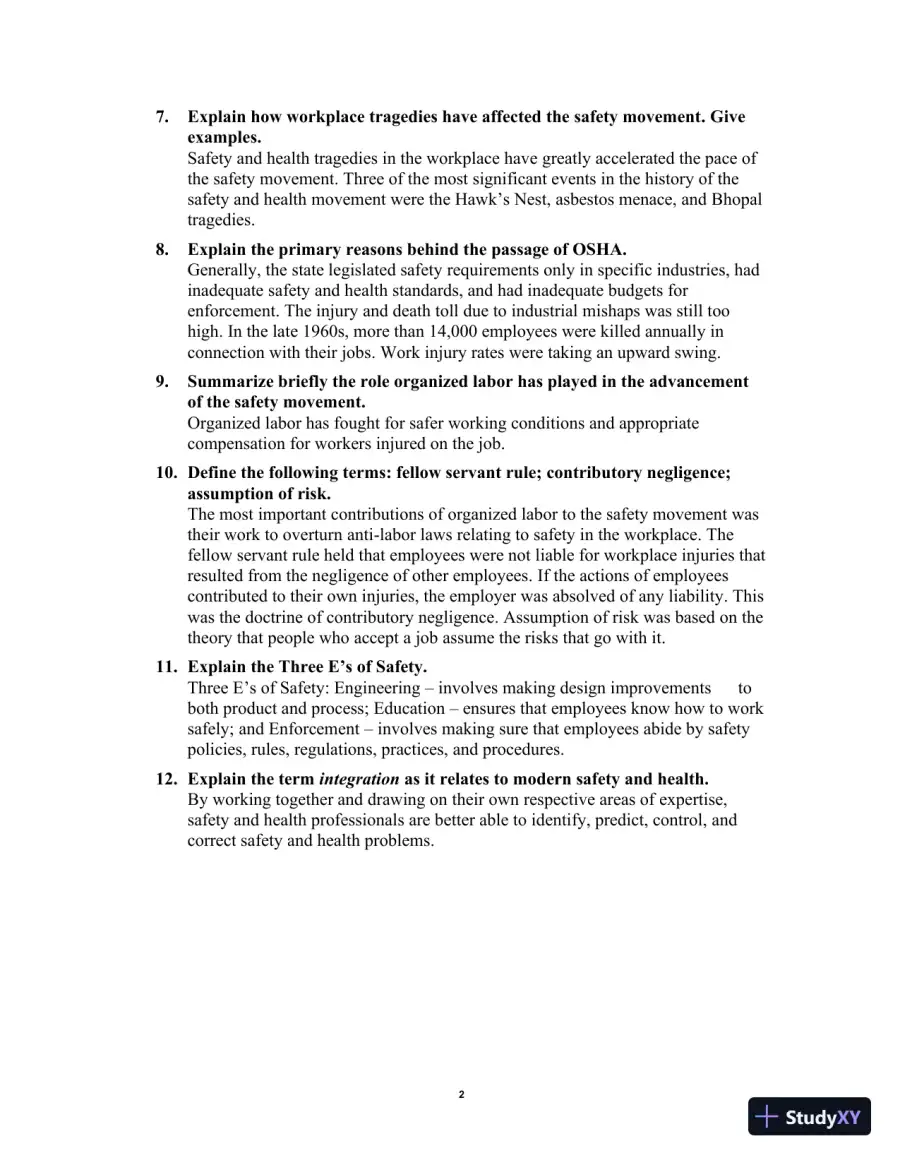 Solution Manual for Occupational Safety and Health for Technologists, Engineers, and Managers, 9th Edition, page 6