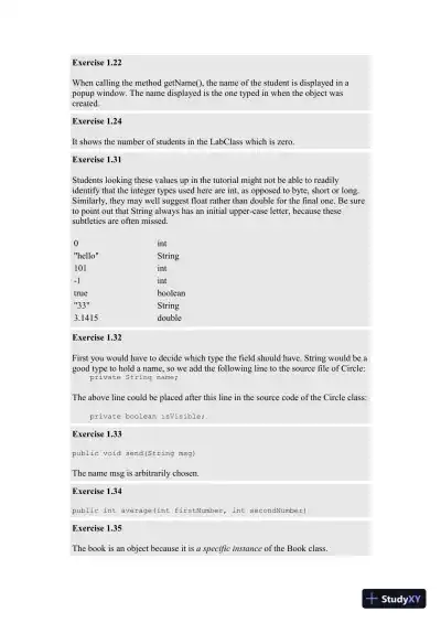 Solution Manual for Objects First with Java: A Practical Introduction Using BlueJ, 6th Edition - Page 5 preview image