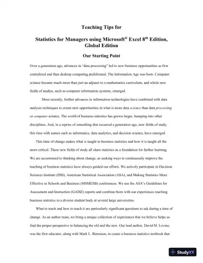 Statistics for Managers Using Microsoft Excel 8th Edition Solution Manual - Page 5 preview image