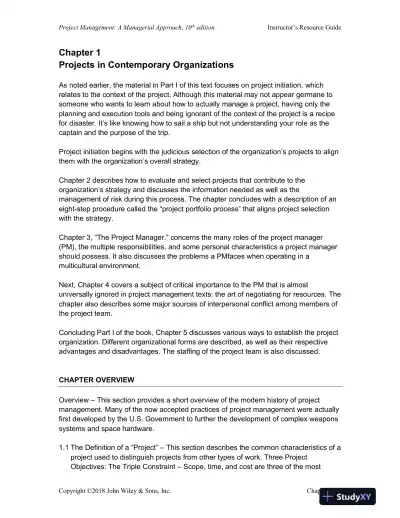 Lecture Notes For Project Management: A Managerial Approach, 8th Edition - Page 1 preview image