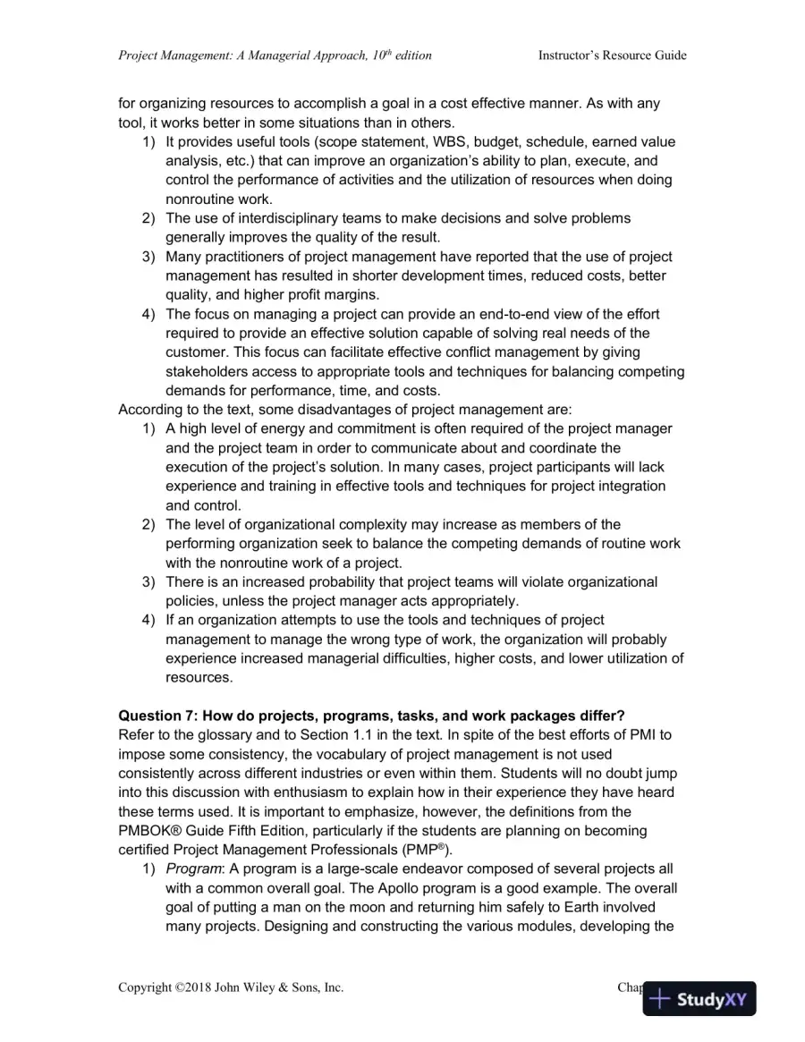 Lecture Notes For Project Management: A Managerial Approach, 8th Edition, page 10