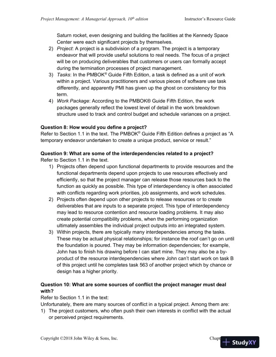 Lecture Notes For Project Management: A Managerial Approach, 8th Edition, page 11