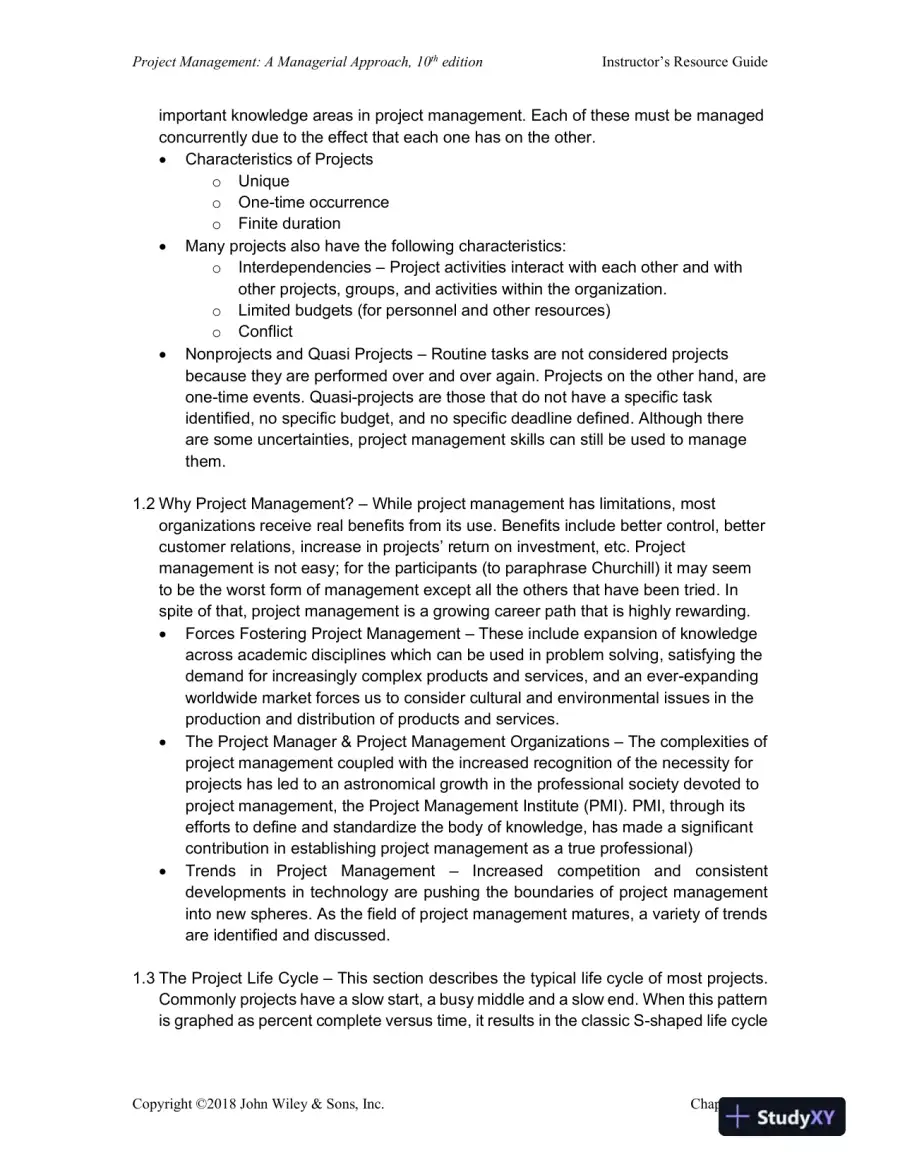 Lecture Notes For Project Management: A Managerial Approach, 8th Edition, page 3