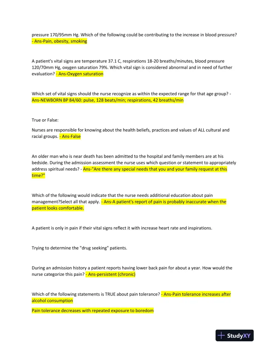 2022 NURS125 Medical Surgical Final Exam With Answers (139 Solved Questions), page 5