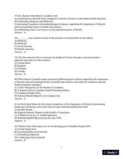 Test Bank for Principles and Foundations of Health Promotion and Education, 7th Edition - Page 18 preview image