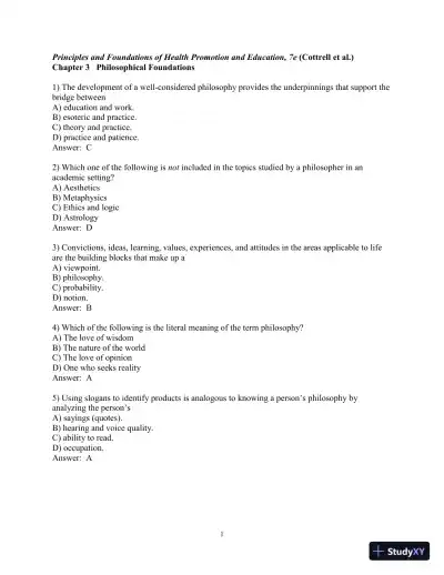 Test Bank for Principles and Foundations of Health Promotion and Education, 7th Edition - Page 28 preview image