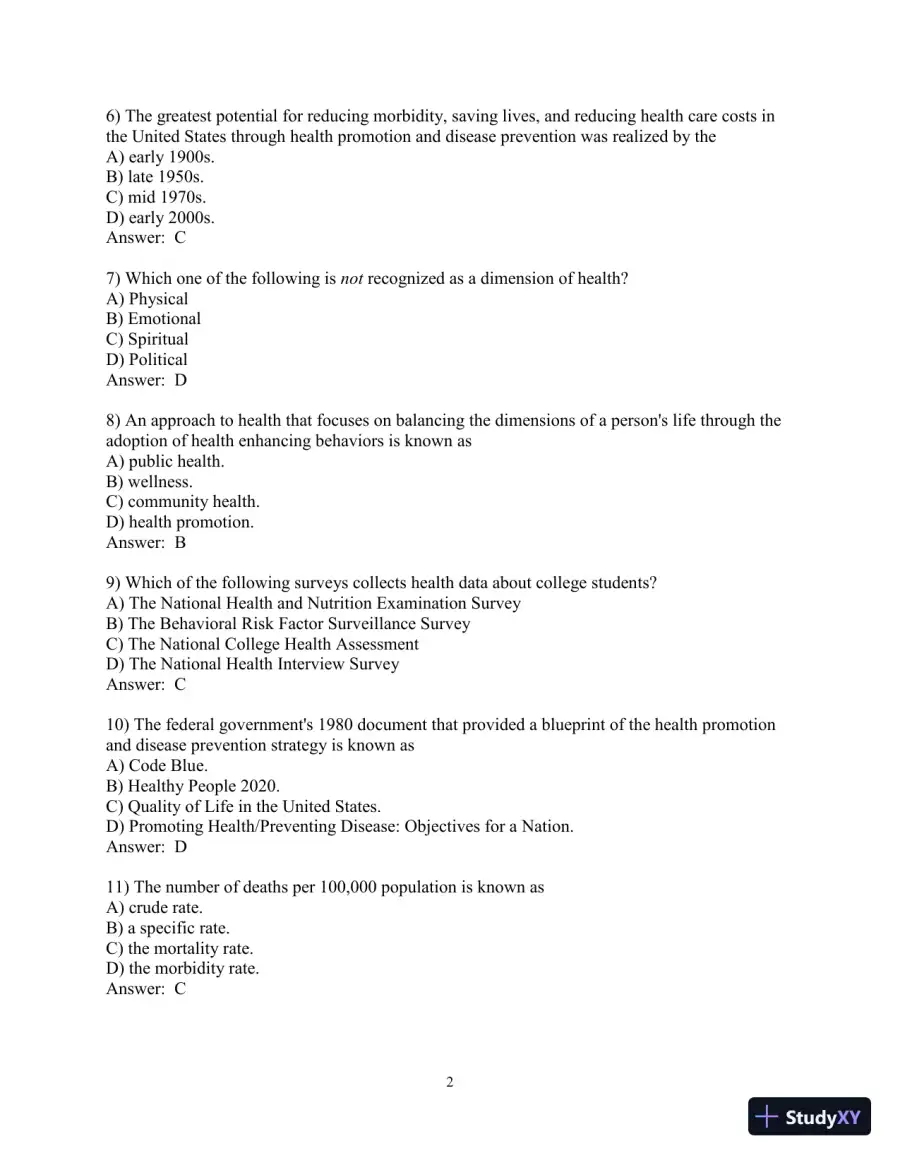 Test Bank for Principles and Foundations of Health Promotion and Education, 7th Edition, page 3