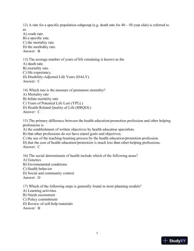 Test Bank for Principles and Foundations of Health Promotion and Education, 7th Edition - Page 4 preview image