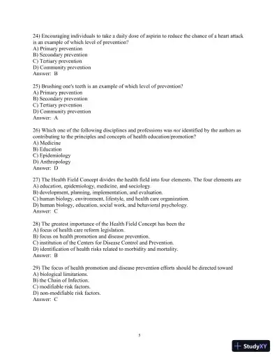 Test Bank for Principles and Foundations of Health Promotion and Education, 7th Edition - Page 6 preview image