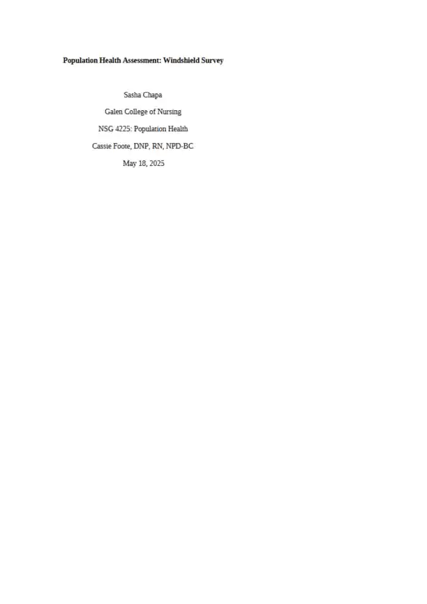 Population Health Assessment Windshield Survey - Page 1 preview image