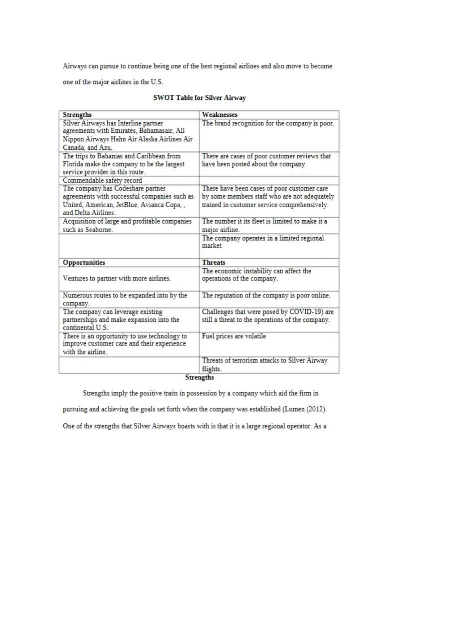 Strategic SWOT Analysis for Silver Airways, page 3