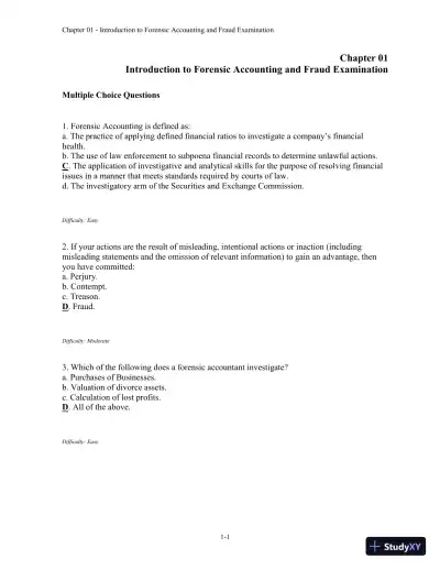 Forensic Accounting and Fraud Examination, 2nd Edition Test Bank - Page 1 preview image