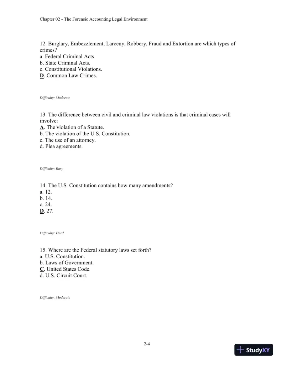 Forensic Accounting and Fraud Examination, 2nd Edition Test Bank, page 18