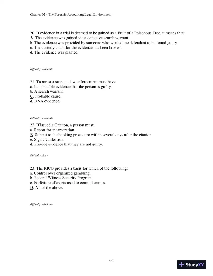 Forensic Accounting and Fraud Examination, 2nd Edition Test Bank, page 20