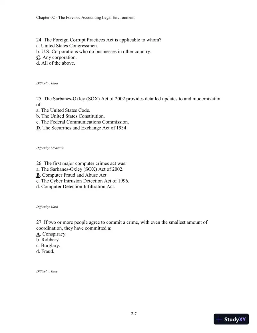 Forensic Accounting and Fraud Examination, 2nd Edition Test Bank, page 21