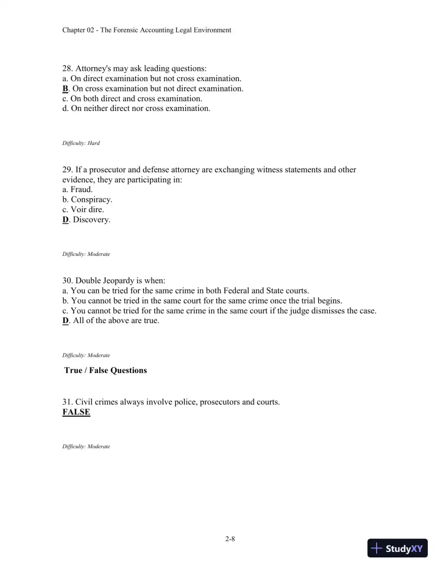 Forensic Accounting and Fraud Examination, 2nd Edition Test Bank, page 22