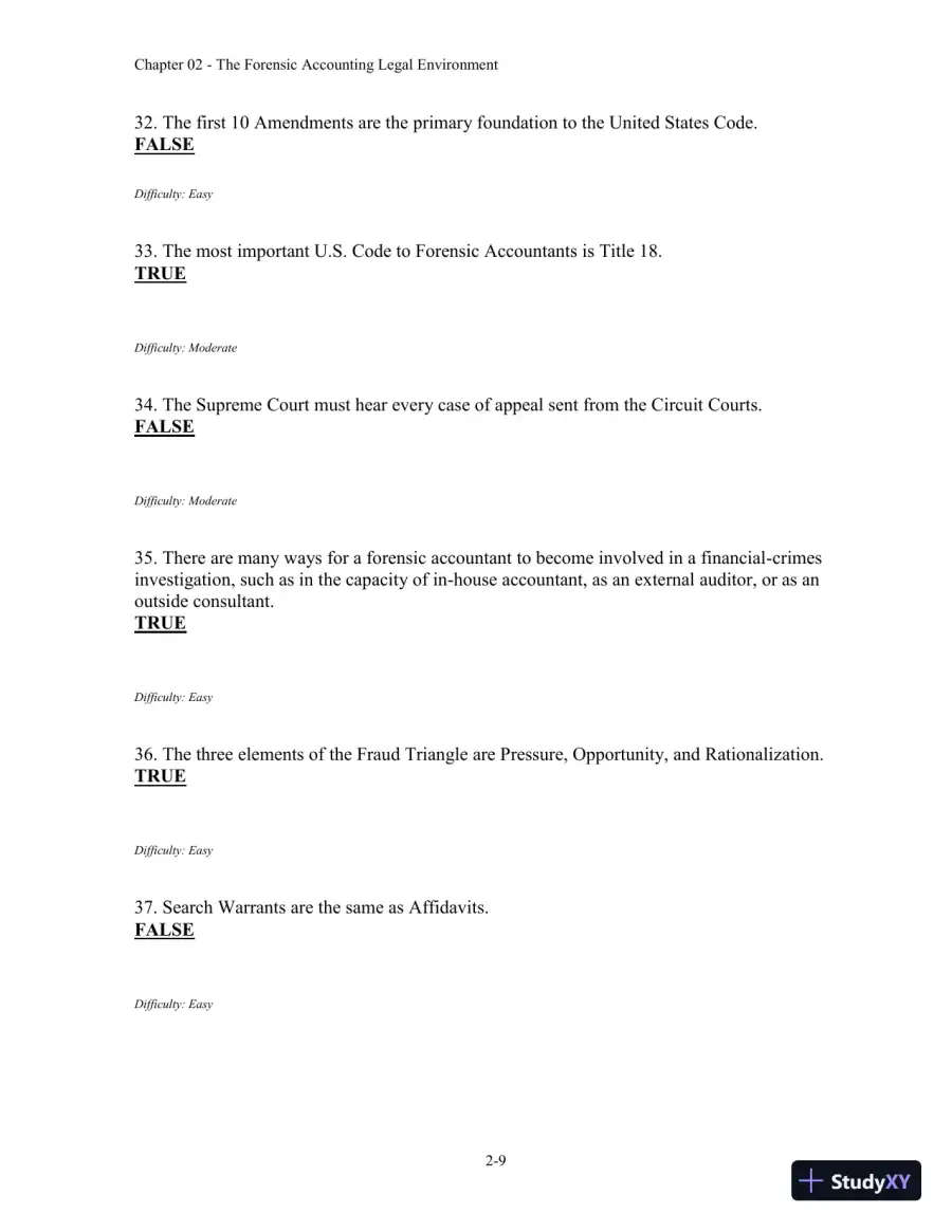Forensic Accounting and Fraud Examination, 2nd Edition Test Bank, page 23