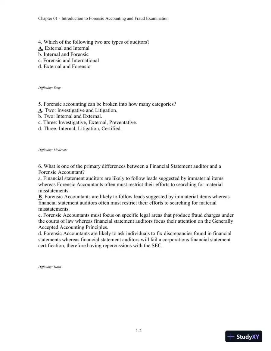 Forensic Accounting and Fraud Examination, 2nd Edition Test Bank, page 3