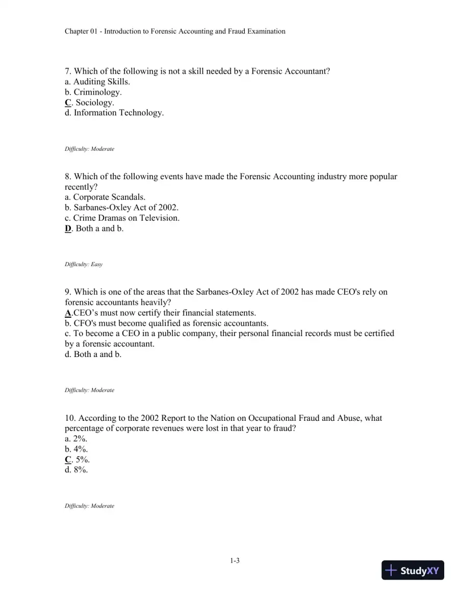 Forensic Accounting and Fraud Examination, 2nd Edition Test Bank, page 4