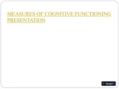 Measures Of Cognitive Functioning Presentation - Page 1 preview image