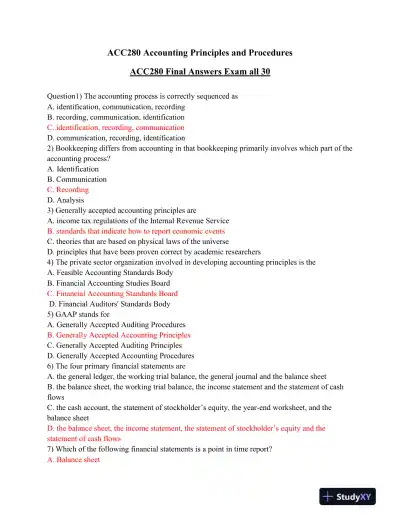 ACC280 Accounting Principles and Procedures - Page 1 preview image