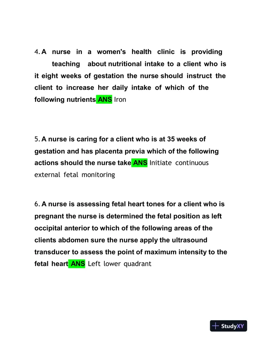2019 ATI RN Proctored Exam with Answers (58 Solved Questions), page 3