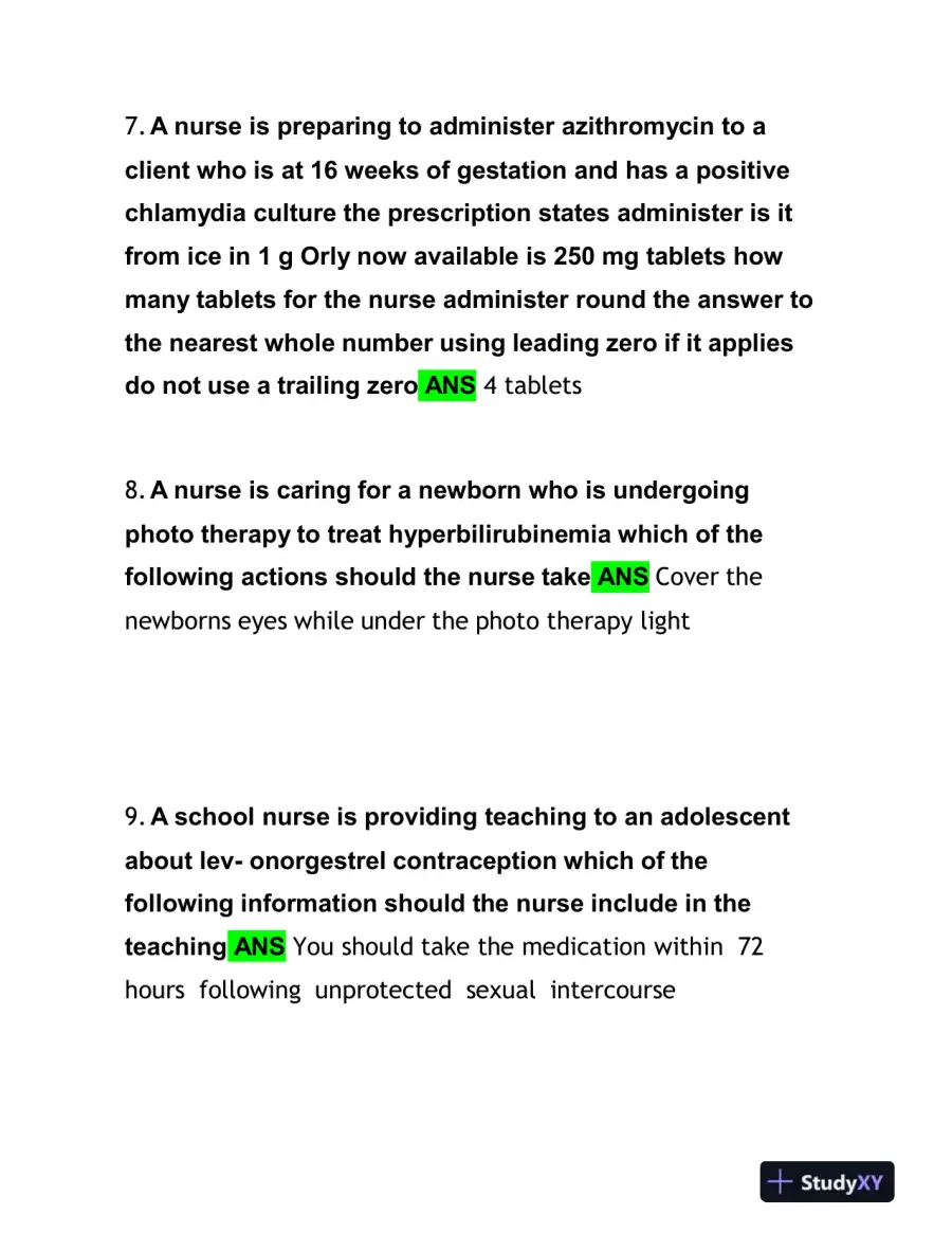2019 ATI RN Proctored Exam with Answers (58 Solved Questions), page 4