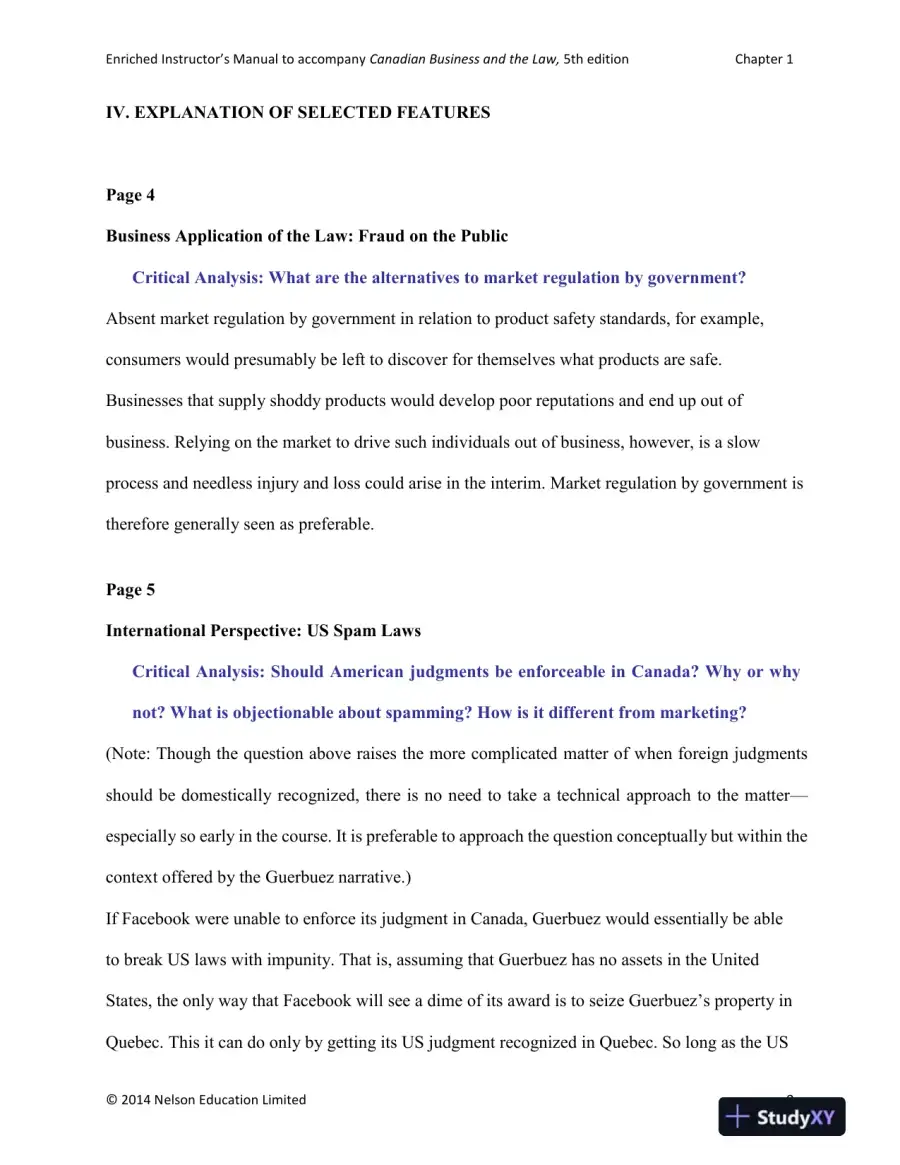 Canadian Business and the Law 5th Edition Solution Manual, page 11
