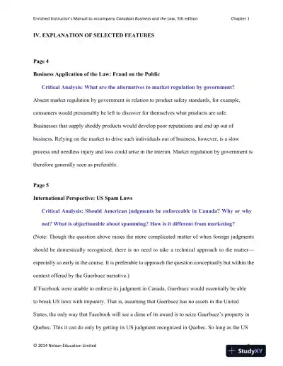 Canadian Business and the Law 5th Edition Solution Manual - Page 11 preview image