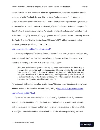 Canadian Business and the Law 5th Edition Solution Manual - Page 12 preview image