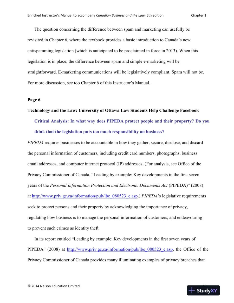 Canadian Business and the Law 5th Edition Solution Manual, page 13