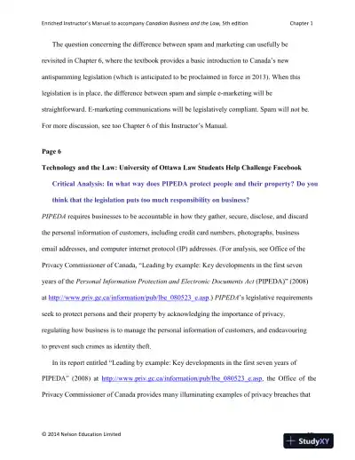 Canadian Business and the Law 5th Edition Solution Manual - Page 13 preview image