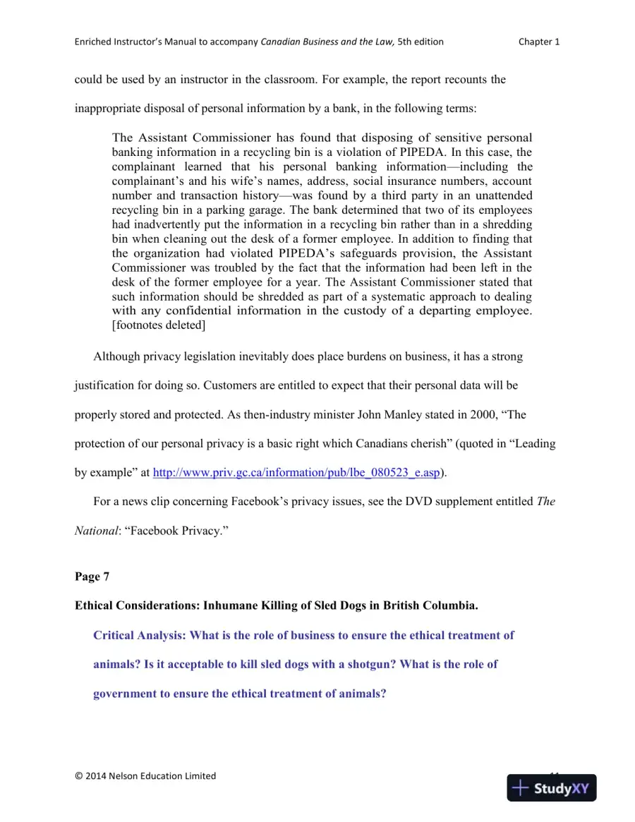 Canadian Business and the Law 5th Edition Solution Manual, page 14