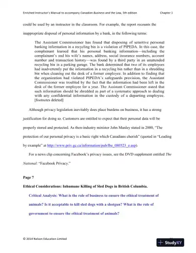 Canadian Business and the Law 5th Edition Solution Manual - Page 14 preview image