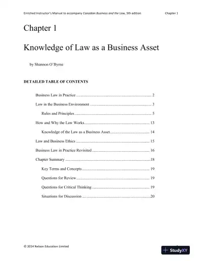 Canadian Business and the Law 5th Edition Solution Manual - Page 4 preview image