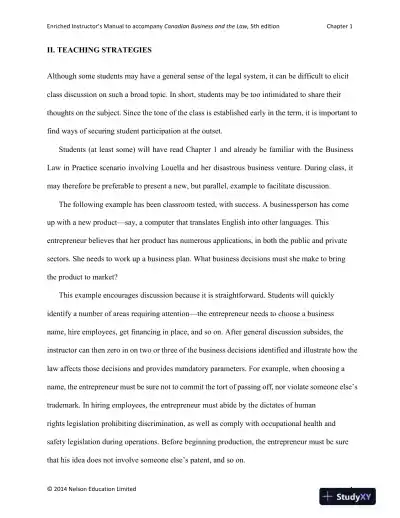 Canadian Business and the Law 5th Edition Solution Manual - Page 7 preview image