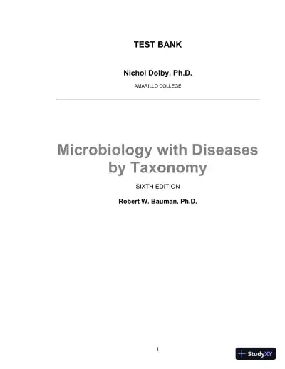 Test Bank For Microbiology with Diseases by Taxonomy, 6th Edition - Page 1 preview image